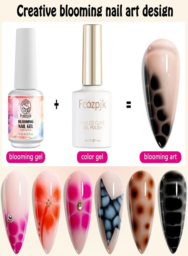 Fcozpjk Nail Blooming Gel, 15ML Clear Blooming Gel Polish for Spreading Effect with 1PCS Dotting Pen Watercolor Flowers Marble Ombre Aura Nail Design Home Manicure Salon Supplies Soak Off UV/LED Cure - Image 2